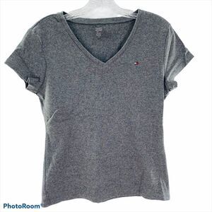 TOMMY HILFIGER Gray V-Neck Short Sleeve Tee